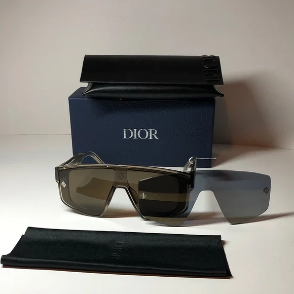 Dior CD Diamond M1U 40134U-L Men’s Mask Shield Sunglass Transparent Taupe Brown